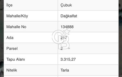 ÇUBUĞUN ENGÜZEL KÖYLERİNDEN BİRİ OLAN DAĞKALFATTA SATILIK ARSA