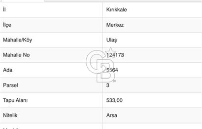 Kırıkkale Kimeskide 533 m² Satılık Arsa Yatırıma Uygun