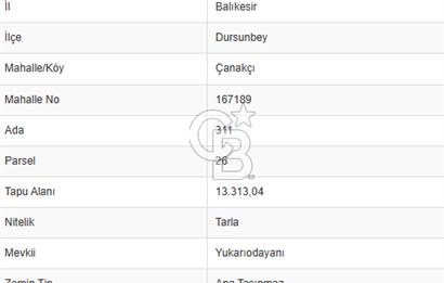CB KiNG'DEN BALIKESİR/DURSUNBEY ÇANAKÇI MAHALLESİ SATILIK TARLA