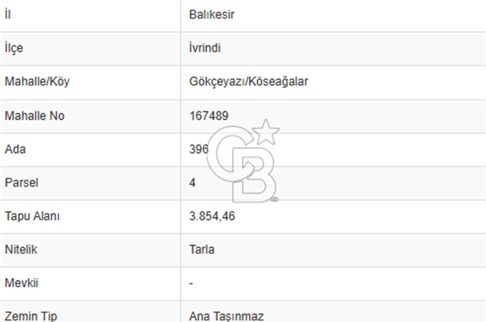 CB KiNG'DEN BALIKESİR/GÖKÇEYAZI KÖSEAĞALAR MAH. SATILIK TARLA 