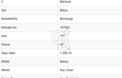 CB KİNG'DEN BALIKESİR/BALYA MÜSTECAP MAHALLESİ SATILIK BAHÇE