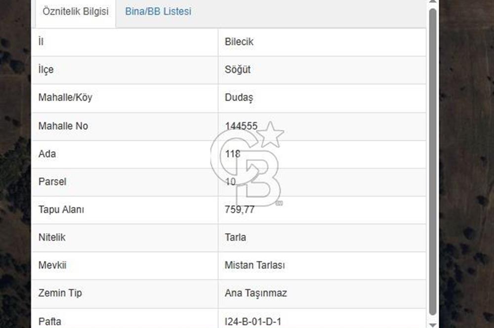 Bilecik Söğütte Yatırımlık  Tarla