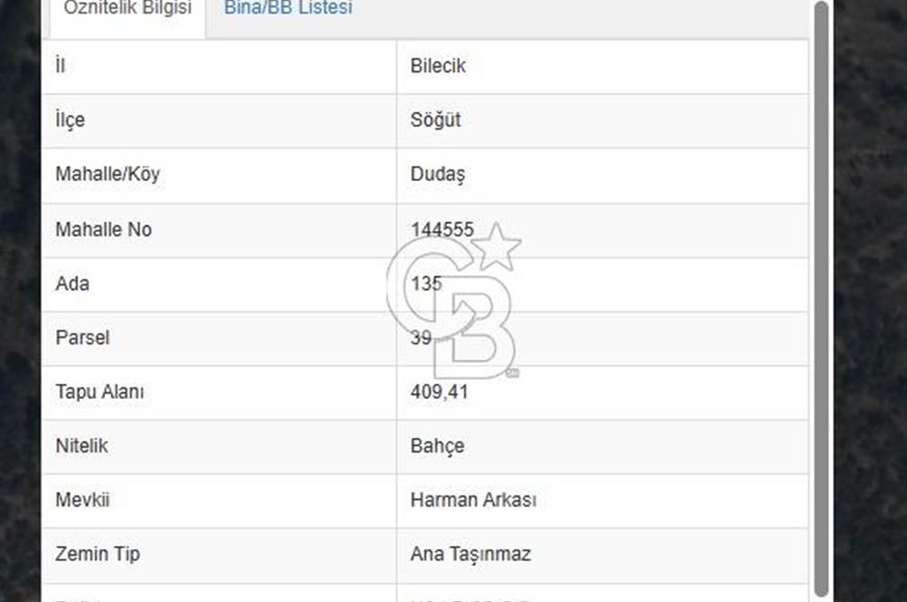 Bilecik Söğüt Dudaş'ta Yatırımlık Bahçe