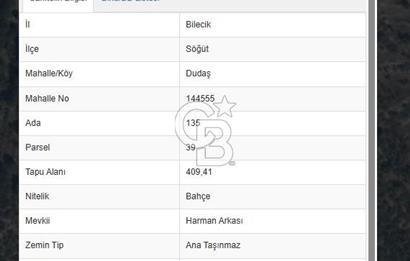Bilecik Söğüt Dudaş'ta Yatırımlık Bahçe
