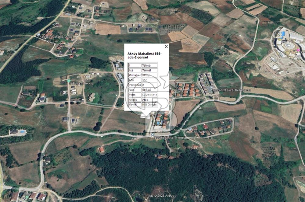 Yalova Termal Akköyde Satılık Deniz Manzaralı 587 m2 arsa!
