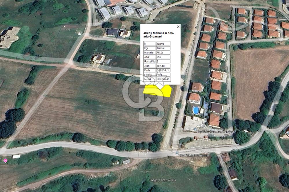 Yalova Termal Akköyde Satılık Deniz Manzaralı 587 m2 arsa!