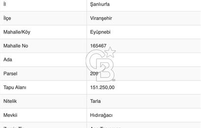 ŞANLIURFA VİRANŞEHİR'DE 151.000M2 GES'E UYGUN İMARA ÇOK YAKIN
