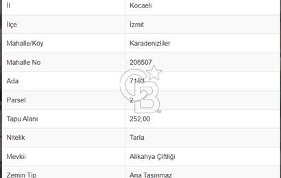 Kocaeli İzmit'te yatırıma uygun fırsat tarla 