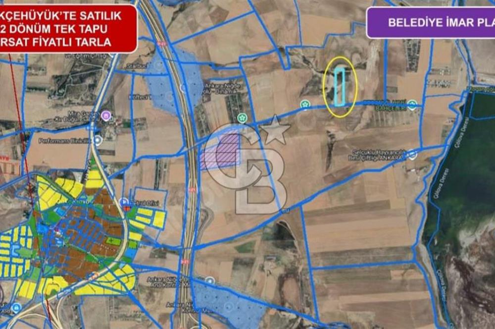 GÖLBAŞI GÖKÇEHÖYÜK MAHALLESİ SATILIK 22.202 M2 TEK TAPU TARLA