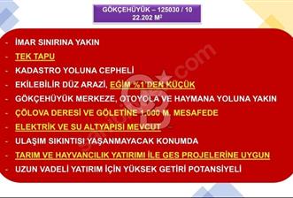 GÖLBAŞI GÖKÇEHÖYÜK MAHALLESİ SATILIK 22.202 M2 TEK TAPU TARLA