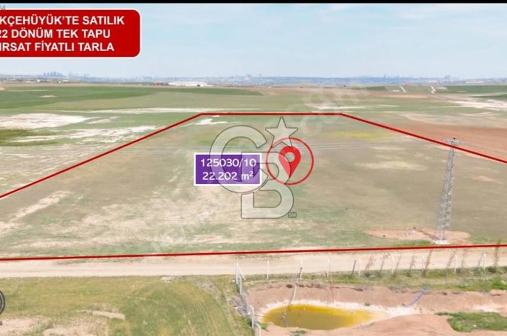 GÖLBAŞI GÖKÇEHÖYÜK MAHALLESİ SATILIK 22.202 M2 TEK TAPU TARLA