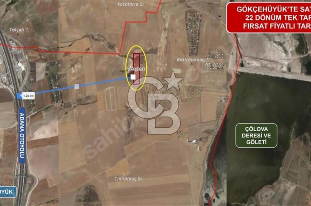 GÖLBAŞI GÖKÇEHÖYÜK MAHALLESİ SATILIK 22.202 M2 TEK TAPU TARLA