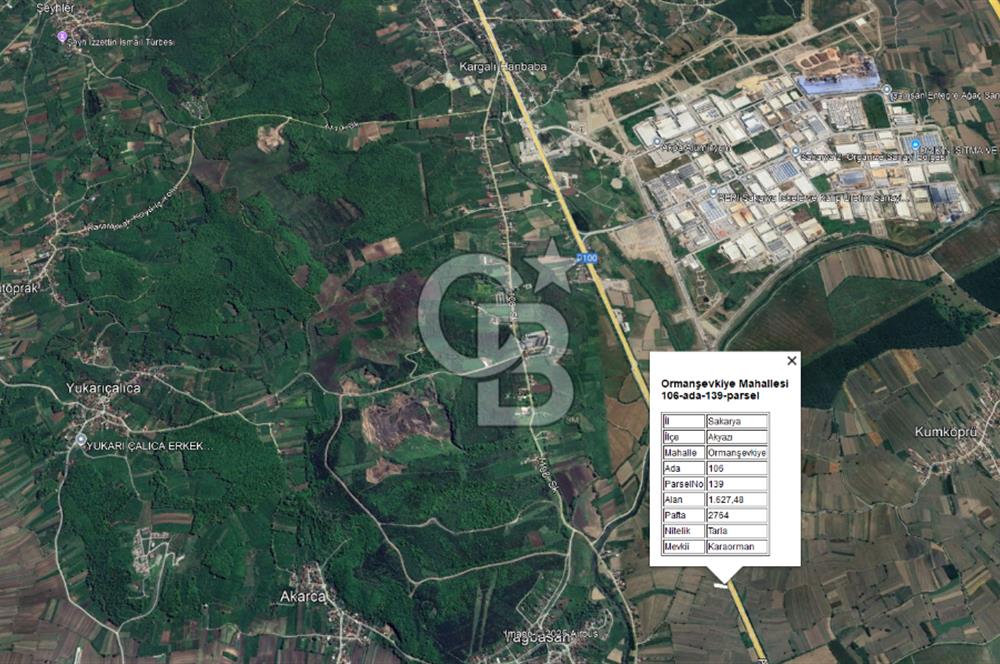 SAKARYA AKYAZI ORMANŞEVKİYE KÖYÜNDE SATILIK E-5 CEPHELİ  ARAZİ!