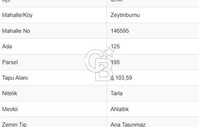 KOCAELİ İZMİT ZEYTİNBURNUN'DA 6103 m2 ARAZİ