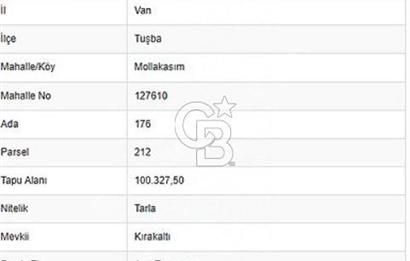 Tuşba Molla Kasım Mahallesinde 100.327 m2 Satılık Tarla !!