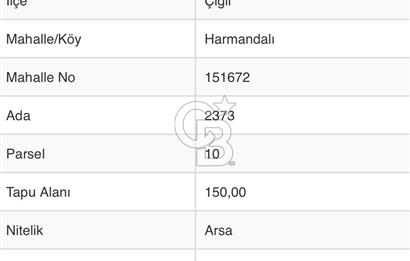 İzmir Çiğli Harmandalıda Satılık 150m2 Arsa 