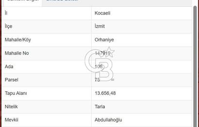 İZMİT ORHANİYE’DE YERLEŞİM YERİNE YAKIN FIRSAT 13.656 m2