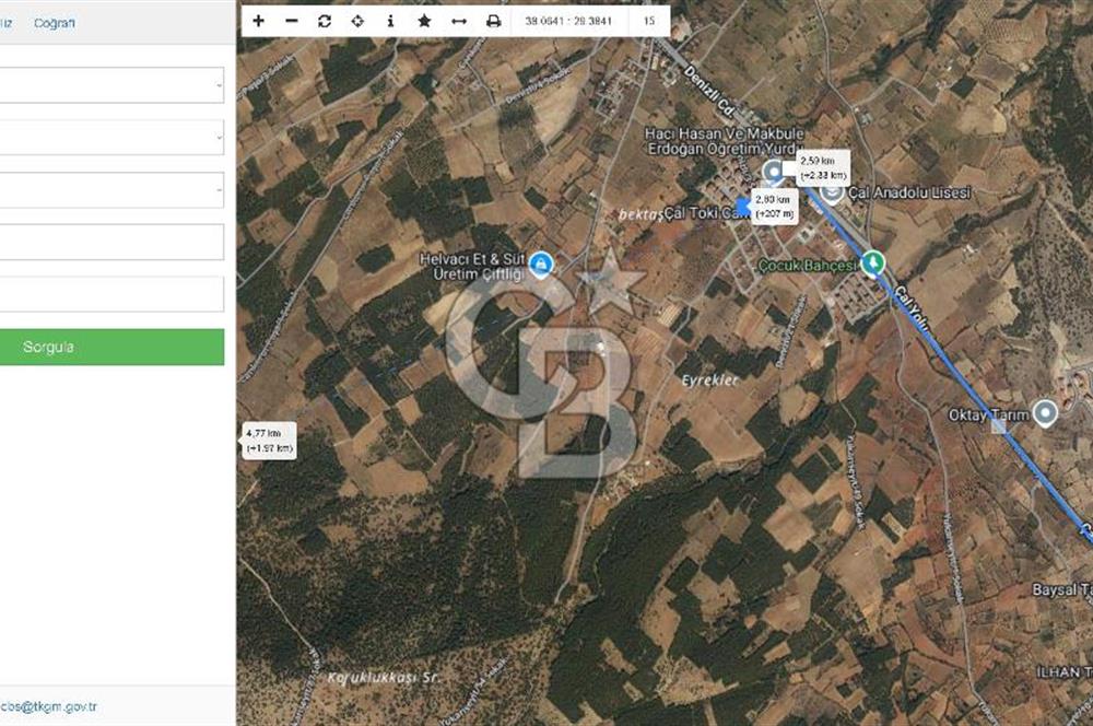 Çal Yukariseyitte 1400 m² Yerleşime 500m Mesafede Satılık Tarla