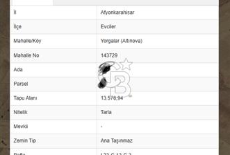 Afyon Evciler'de Satılık Tarla