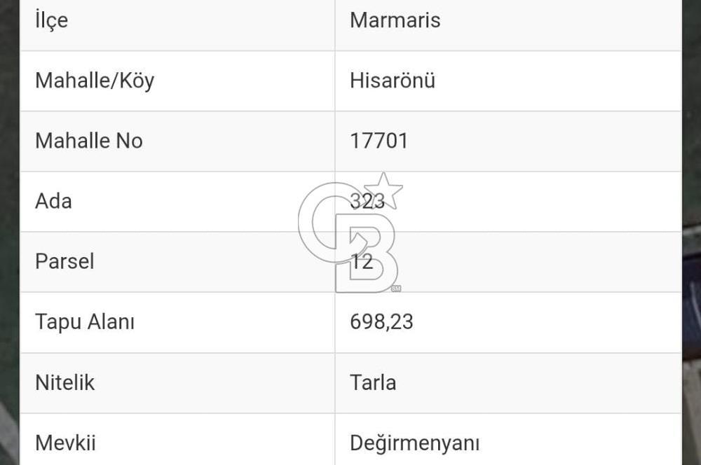 Marmaris'te 698 m2 Villa İmarlı Arsa