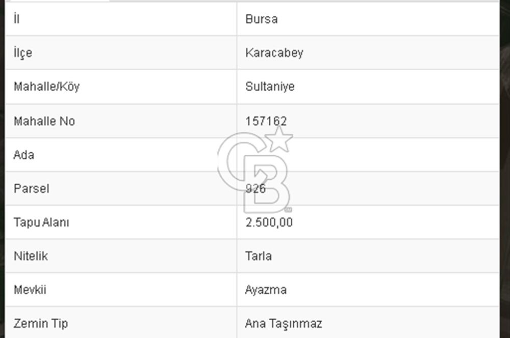 CB BLACK'TAN KARACABEY SULTANİYE'DE 2500 M2 SATILIK TARLA