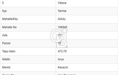 YALOVA ARMUTLU YOLUNA YAKIN 474 M2 TİCARİ İMARLI CADDEDE ARSA