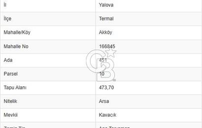 YALOVA ARMUTLU YOLUNA YAKIN 474 M2 TİCARİ İMARLI CADDEDE ARSA