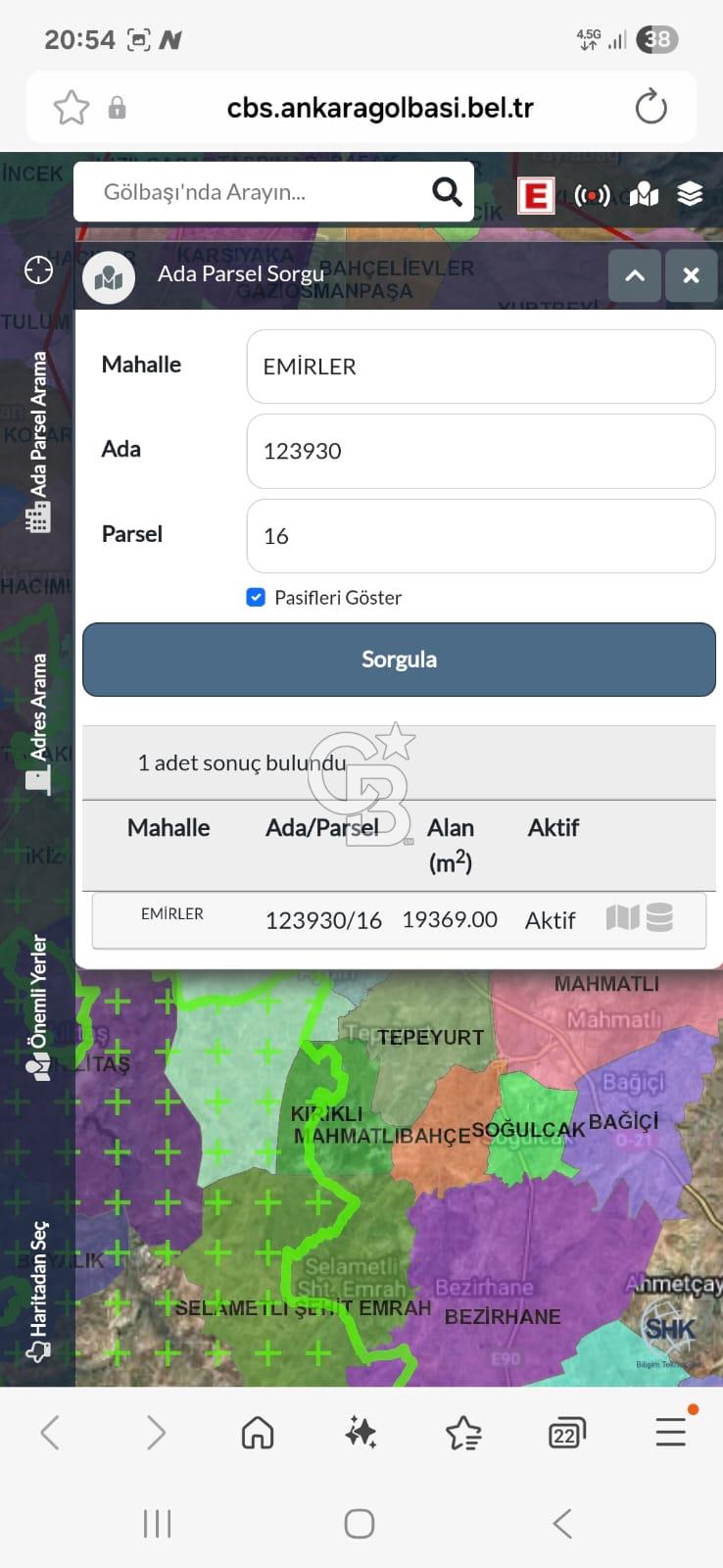 GÖLBAŞI EMİRLER MAH. SATILIK TARLA