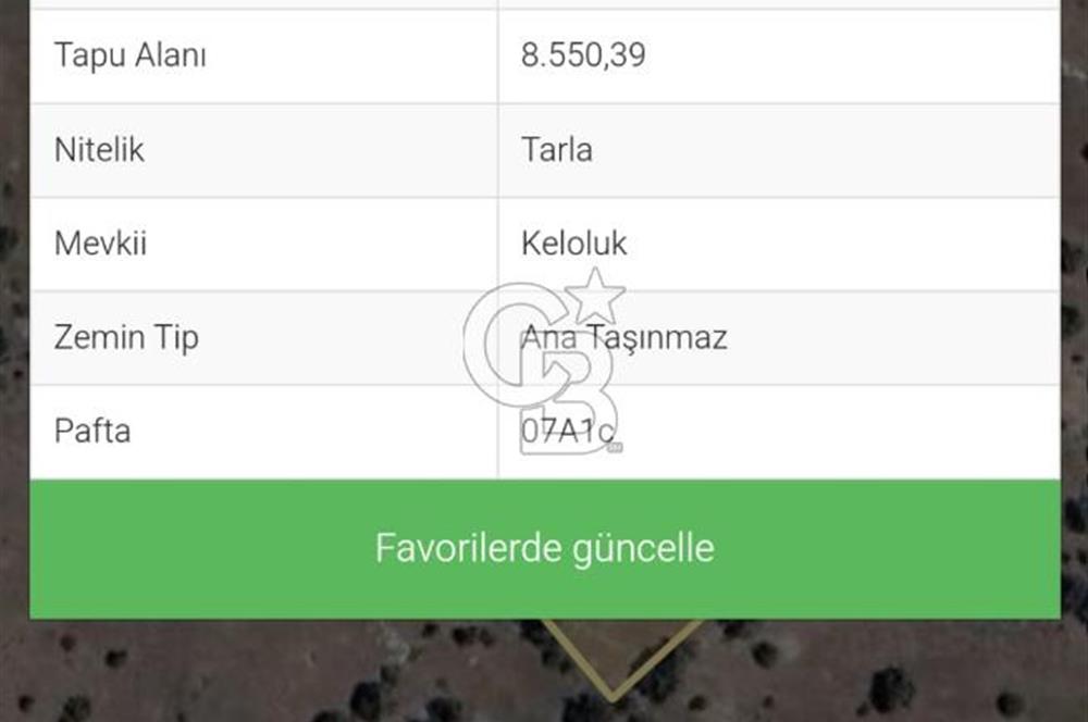 KONYA DEREBUCAK GENCEK MAHALLESİNDE SATILIK 8550 M2 TEK TAPU TARLA