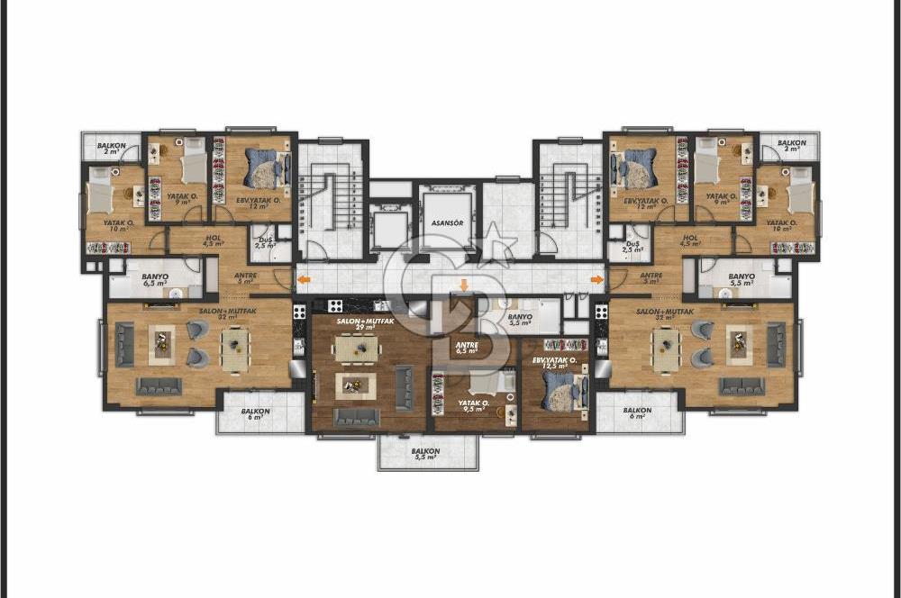 CUMHURİYET MAHALLESİ NEBA MODERN 3+1  %50 PEŞİNAT SATILIK DAİRE 