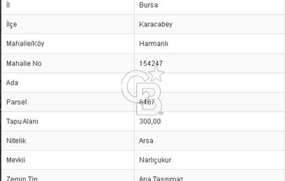 CB BLACK'TAN KARACABEY HARMANLI'DA SATILIK 300 M2 İMARLI ARSA