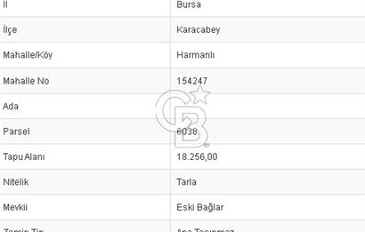 CB BLACK'TAN KARACABEY HARMANLI'DA 18.250 M2 SATILIK TARLA