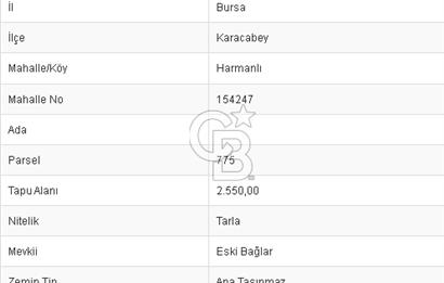 CB BLACK'TAN KARACABEY HARMANLI'DA SATILIK TARLA