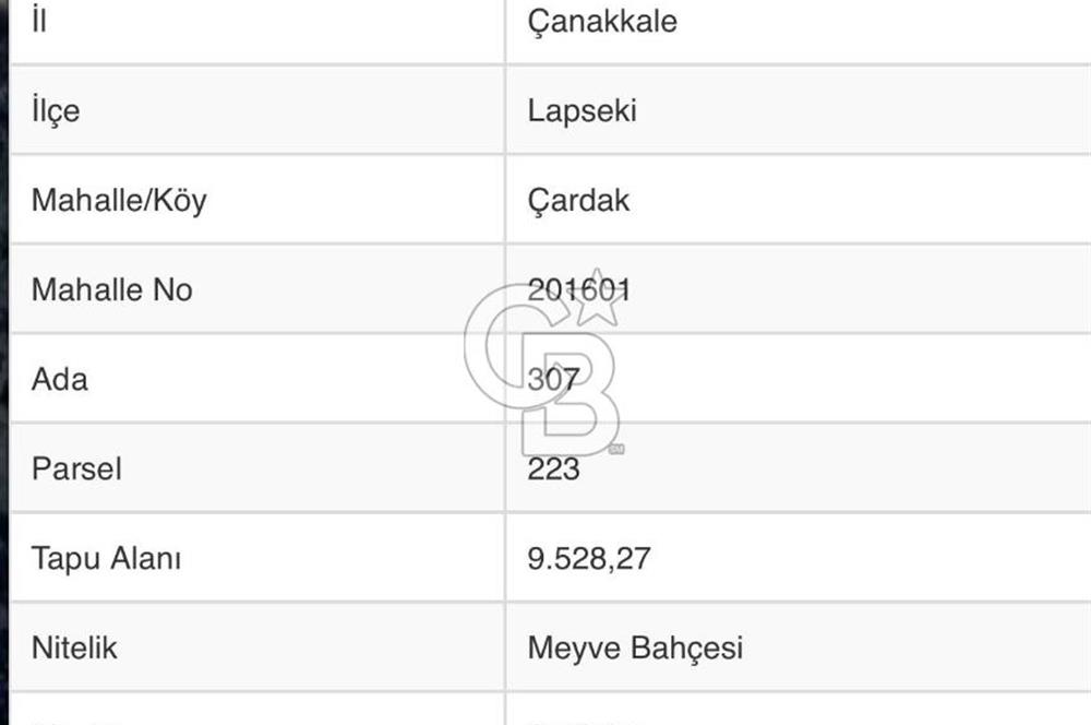 ÇANAKKALE LAPSEKİ ÇARDAK’TA FULL BOĞAZ MANZARALI SATILIK TARLA 