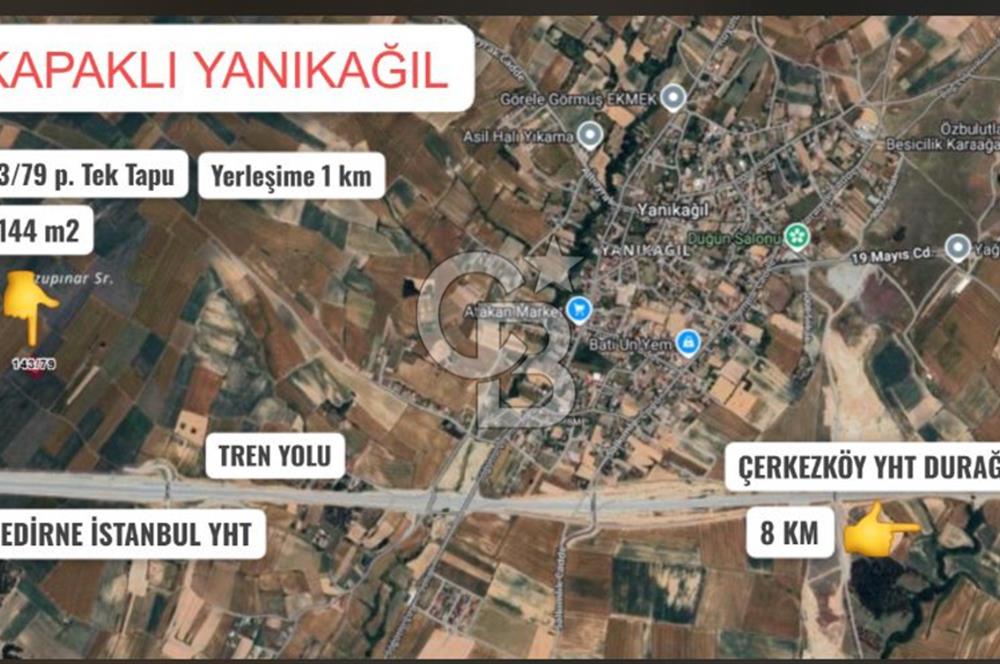 TEKİRDAĞ KAPAKLI YANIKAĞIL' DA 2.144 m² FIRSAT TARLA! 