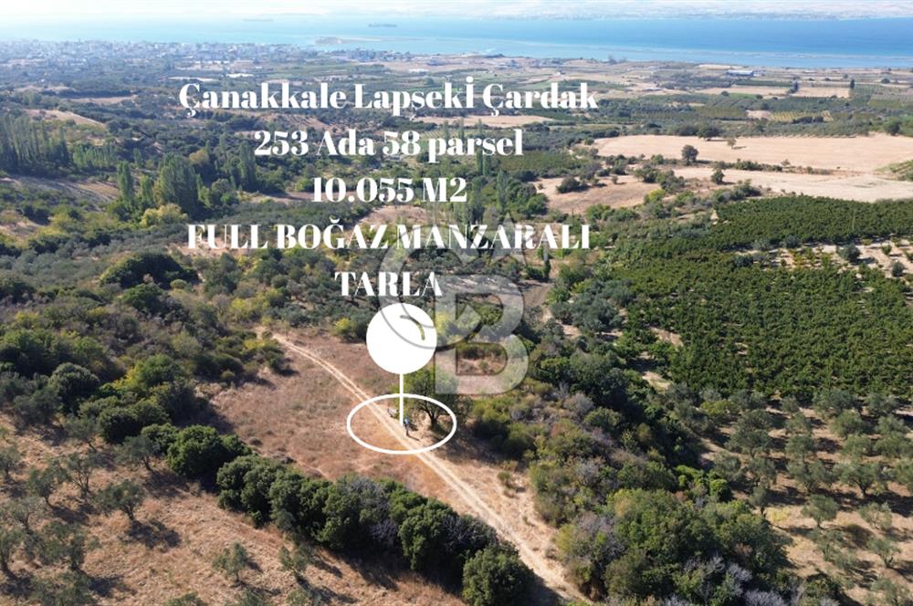 ÇANAKKALE LAPSEKİ ÇARDAK'TA BOĞAZ MANZARALI 10.055 m² YATIRIMLIK SATILIK TARLA!