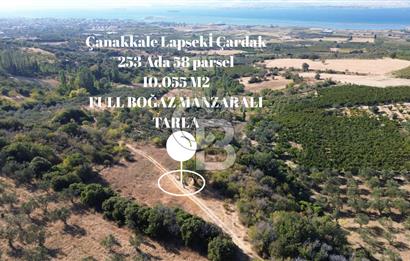 ÇANAKKALE LAPSEKİ ÇARDAK'TA BOĞAZ MANZARALI 10.055 m² YATIRIMLIK SATILIK TARLA!