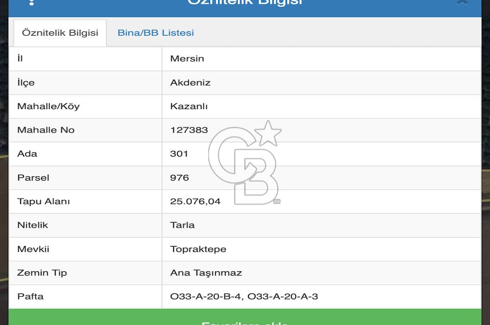 MERSİN AKDENİZ KAZANLI’DA 25.076 m² SATILIK ARAZİ