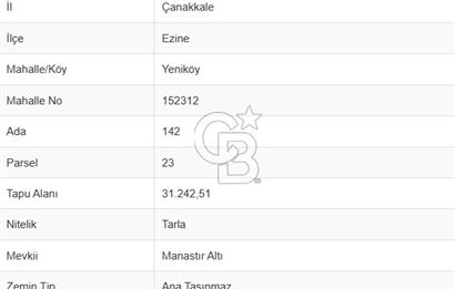 ÇANAKKALE EZİNE YENİKÖY DE SATILIK 1/5  HİSSE