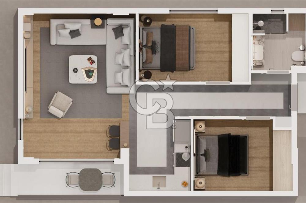 Camikebir’de 2+1 Kapalı Mutfaklı Sıfır Satılık Daire
