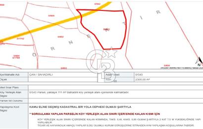ÇANAKKALE ÇAN BAHADIRLI KÖYÜNDE, 110 M2 KÖYİÇİ İMARLI TOPLAM 2300M2 SATILIK TARLA
