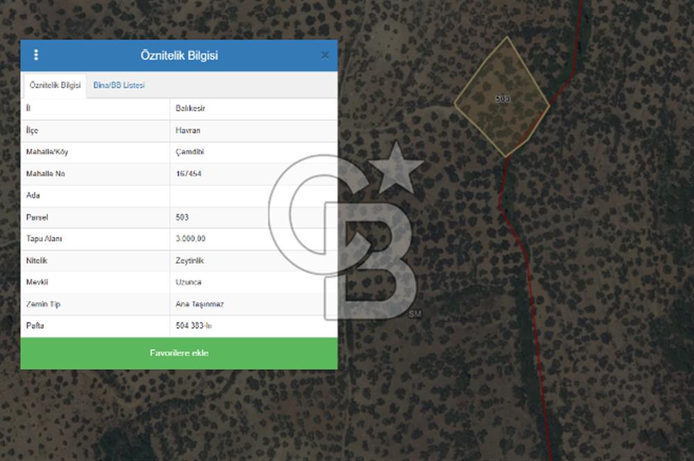 HAVRAN ÇAMDİBİ MAHALLESİNDE SATILIK 3 DÖNÜM ZEYTİNLİK