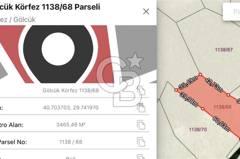 FIRSATTT TAKASLI GÖLCÜK KÖRFEZ'DE 3.5 DÖNÜM TARLA VE BAĞ EVİ