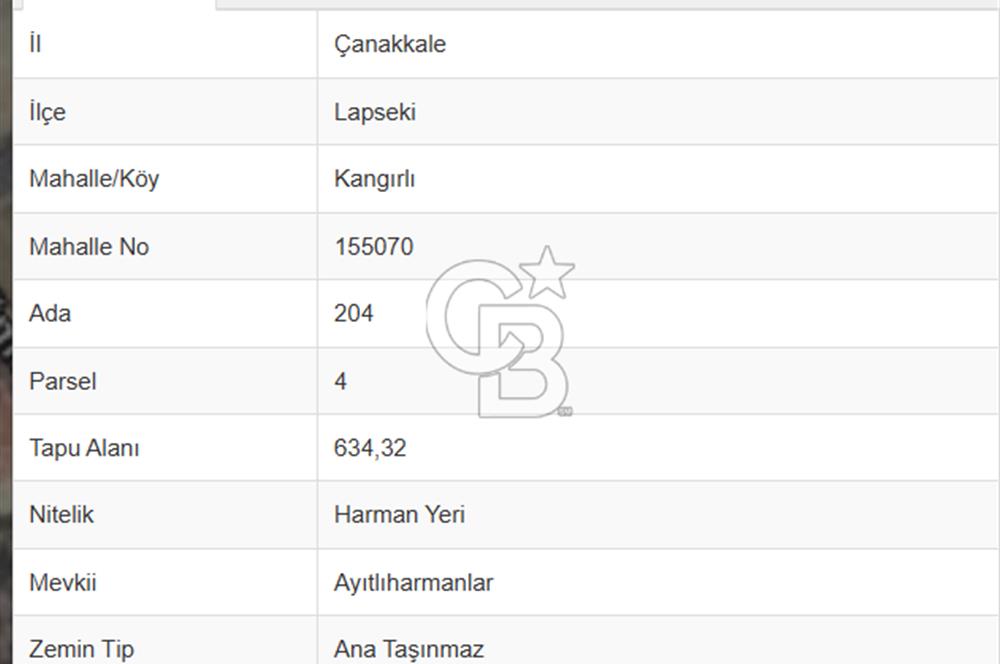 ÇANAKKALE KANGIRLI KÖYÜ KÖY İÇİ İMARLI SATILIK ARSA