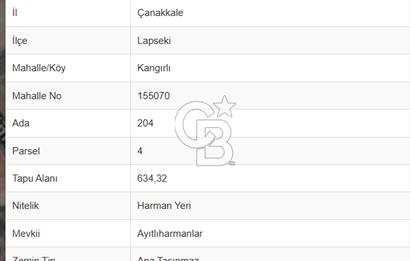 ÇANAKKALE KANGIRLI KÖYÜ KÖY İÇİ İMARLI SATILIK ARSA