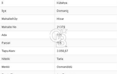 CB BLACK'TAN KÜTAHYA'DA SATILIK TARLA