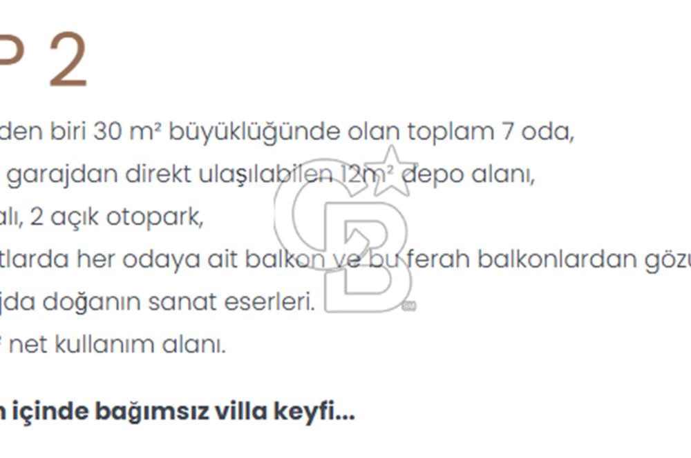 SANTRA VİLLALARINDA 7+1 TİP 2 KAPALI OTOPARK 524 METREKARE