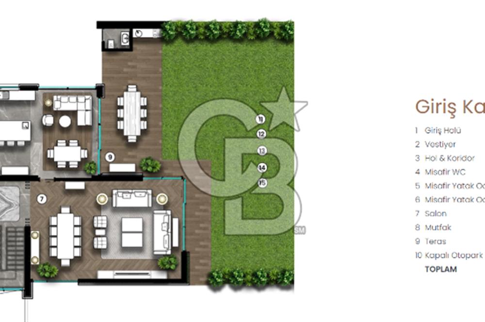 SANTRA VİLLALARINDA 7+1 TİP 2 KAPALI OTOPARK 524 METREKARE