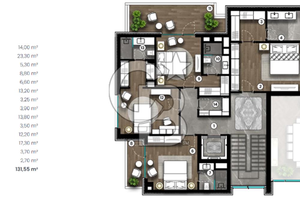 SANTRA VİLLALARINDA 7+1 TİP 2 KAPALI OTOPARK 524 METREKARE