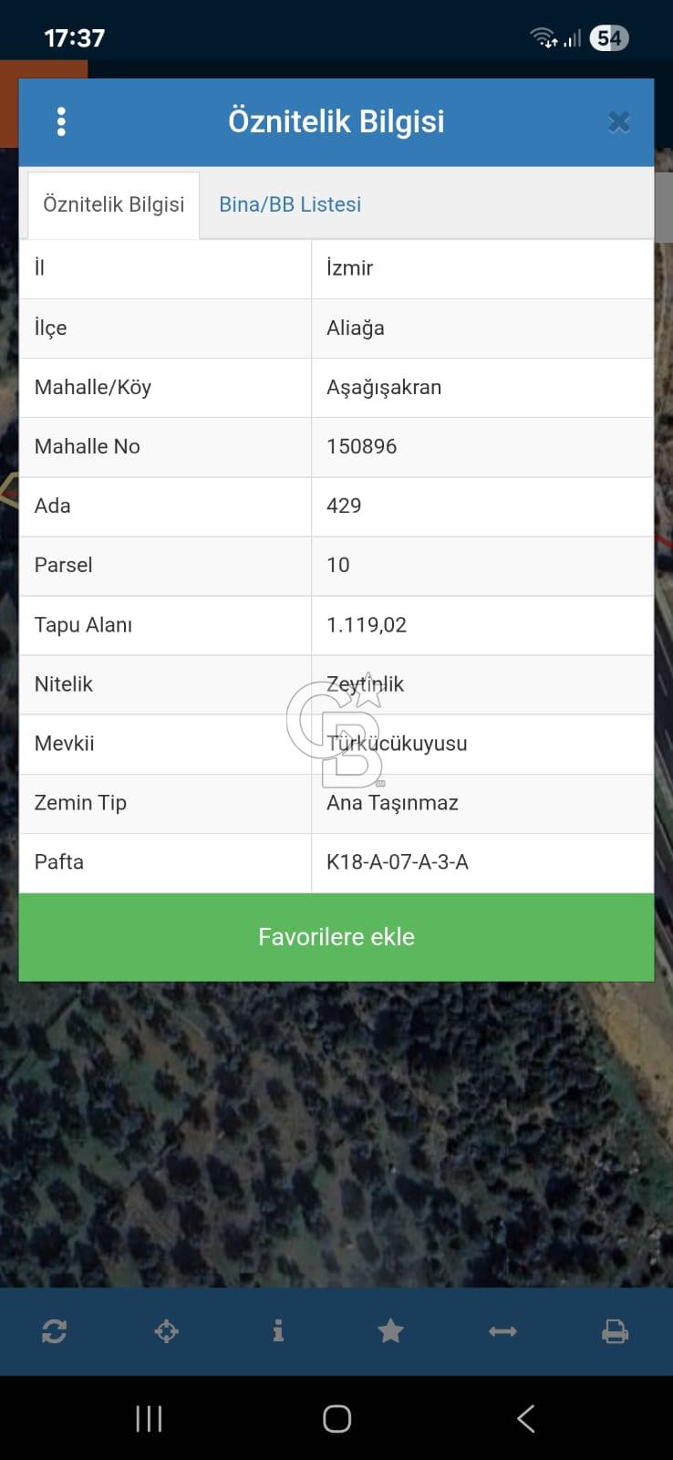 ALİAĞA AŞAĞIŞAKRAN MAHALLESİ SATILIK HİSSELİ TARLA